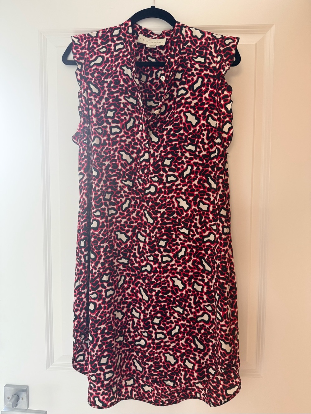 Stella McCartney Pink and White Leopard-Print Midi Dress